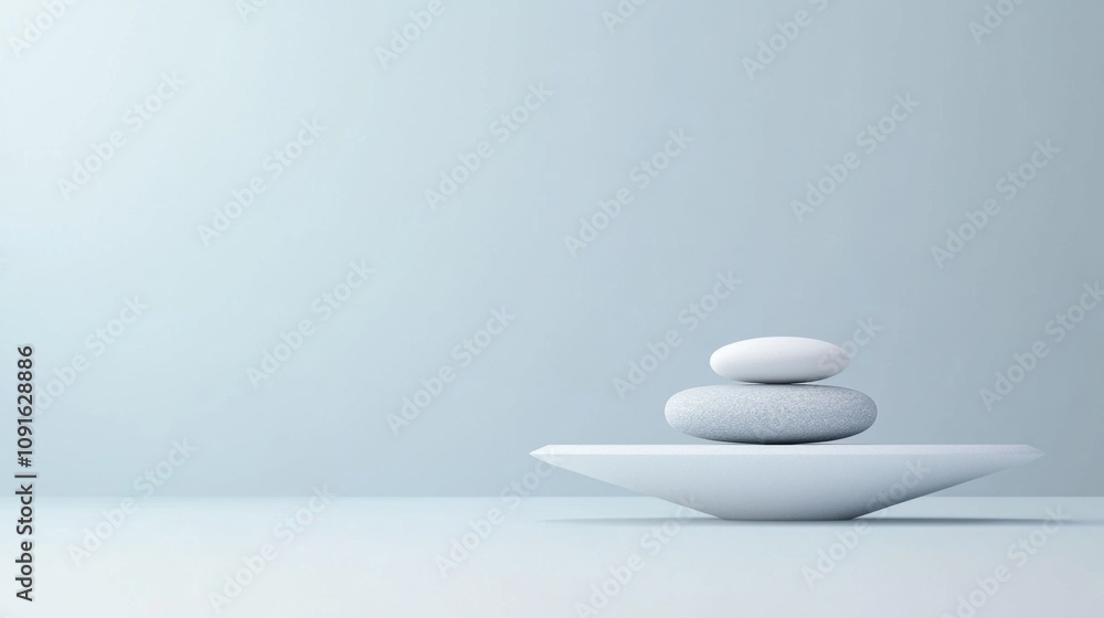 Minimalist Zen Stone Sculpture on Flat Surface in Soft Light Minimalist Zen Stone Sculpture on Flat Surface in Soft Light