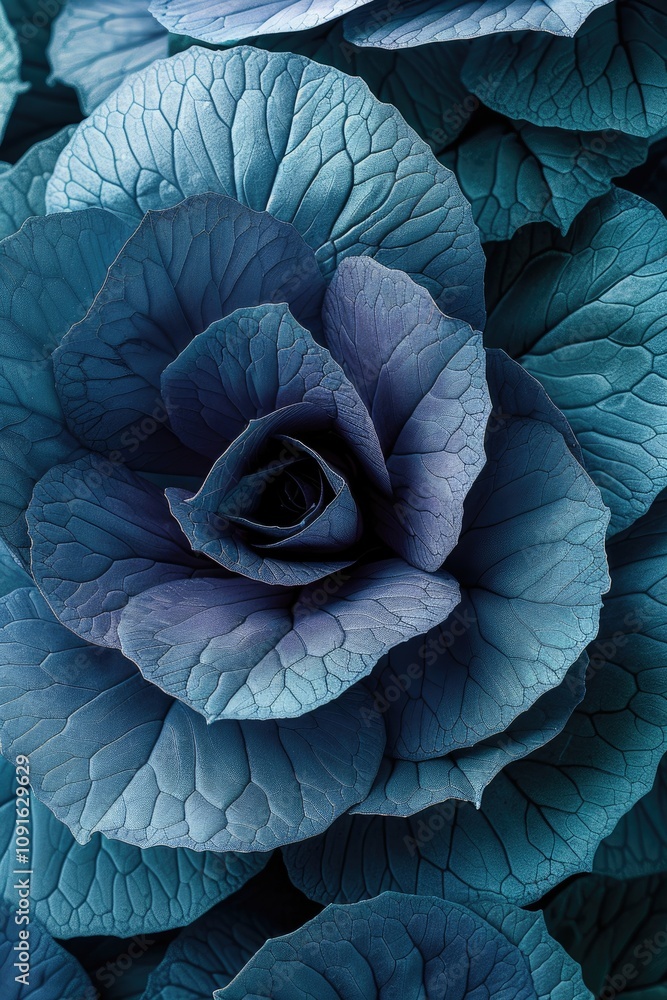 Obraz premium Stunning succulent plant showcasing intricate blue rosette design in natural light