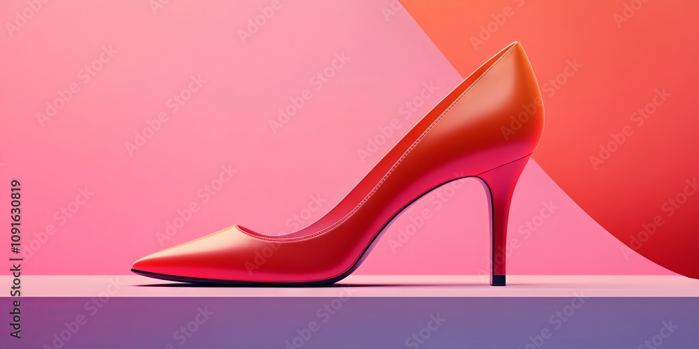 Red High Heels on Pink and Orange Background - Fashion Photography Red High Heels on Pink and Orange Background - Fashion Photography