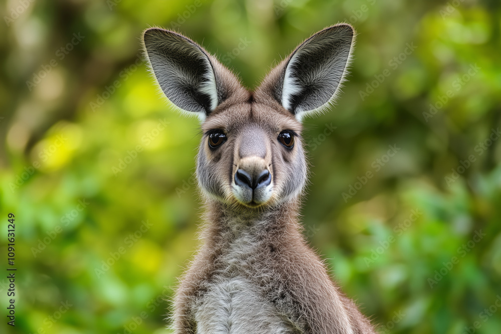 Obraz premium Close up of a kangaroo in a lush zoo environment
