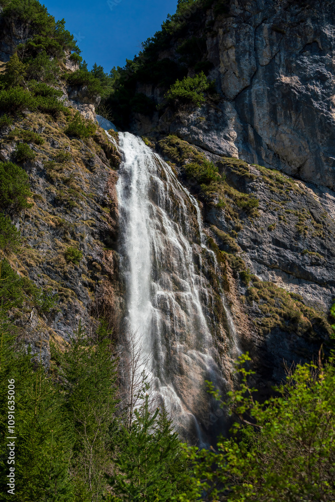 Fototapeta premium View to dalfazer waterfall during Austrian Spring time