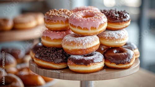 Wallpaper Mural A delectable collection of donuts, each topped with chocolate, pink glaze, and decorative sprinkles, capturing a sweet indulgence and joyful experience through flavor. Torontodigital.ca