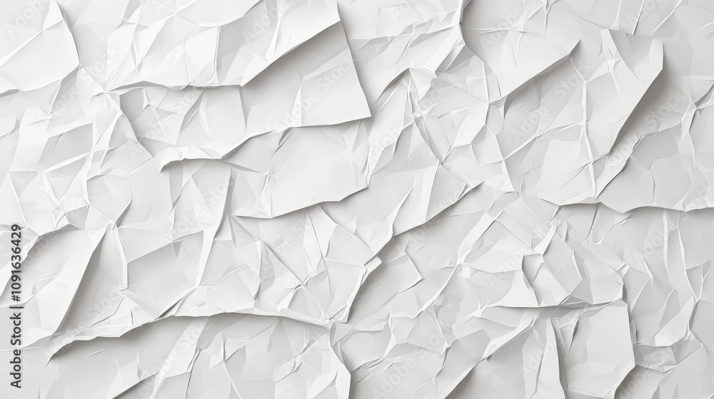 Obraz premium Crumpled White Paper Texture Background Abstract 3D Render