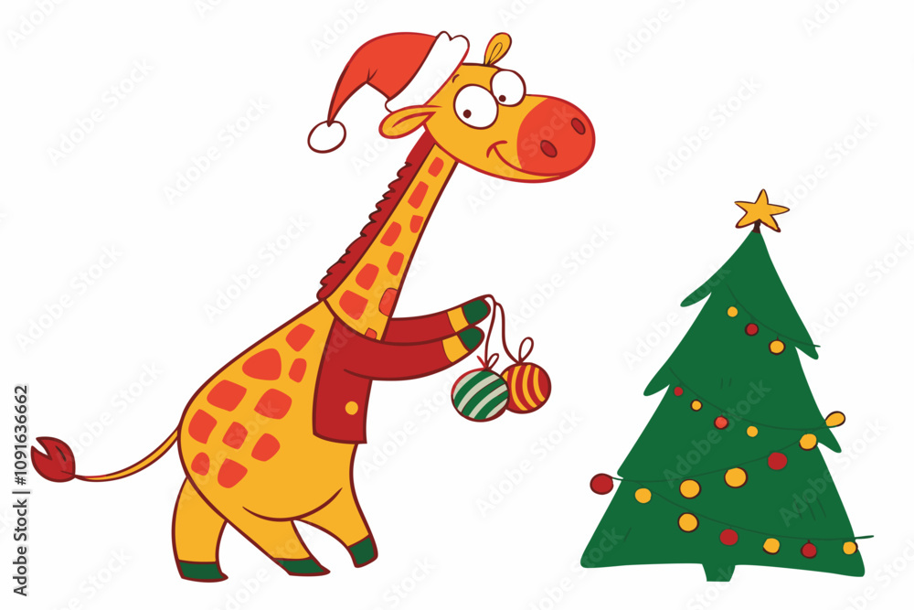 Obraz premium Funny Christmas Starry-Eyed Stork in White | Whimsical Holiday Art