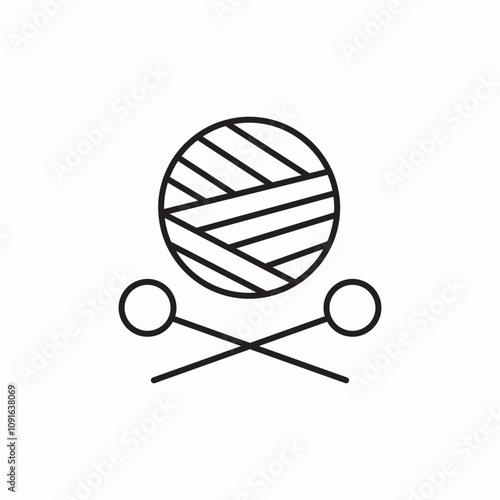 knitting needles ball icon sign vector