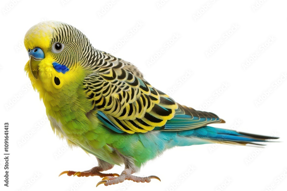 Fototapeta premium Pretty budgerigar isolated on white background with clipping path