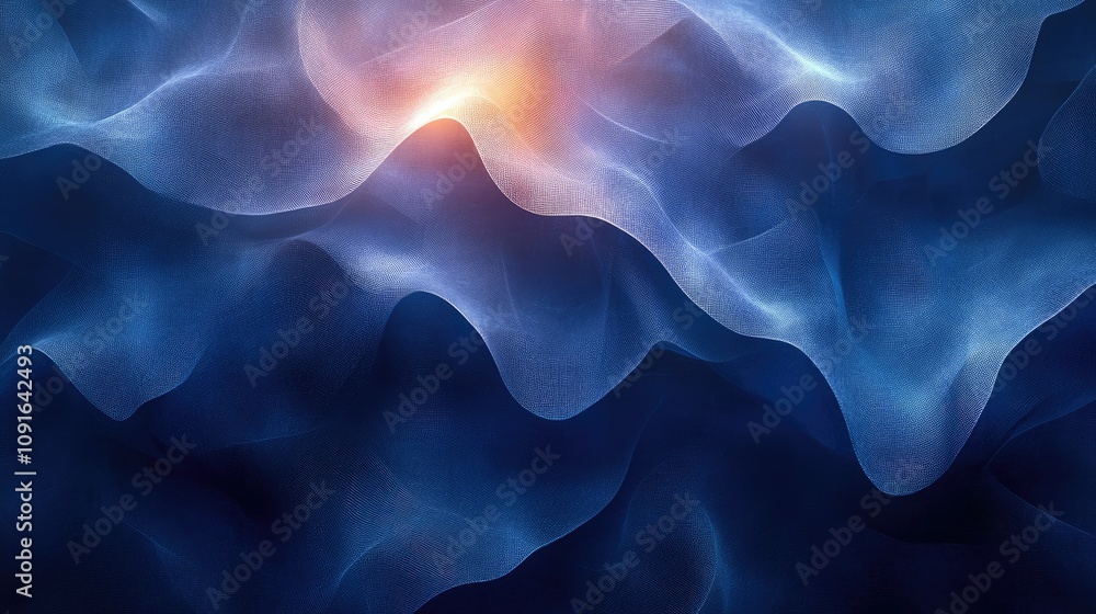 Abstract waves of blue and light create a serene, fluid background. Abstract waves of blue and light create a serene, fluid background.