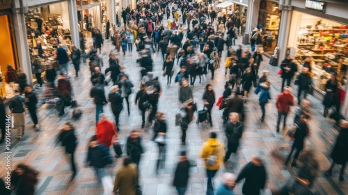 Wallpaper Mural Blurry Crowd Walking Through A Shopping Mall Torontodigital.ca