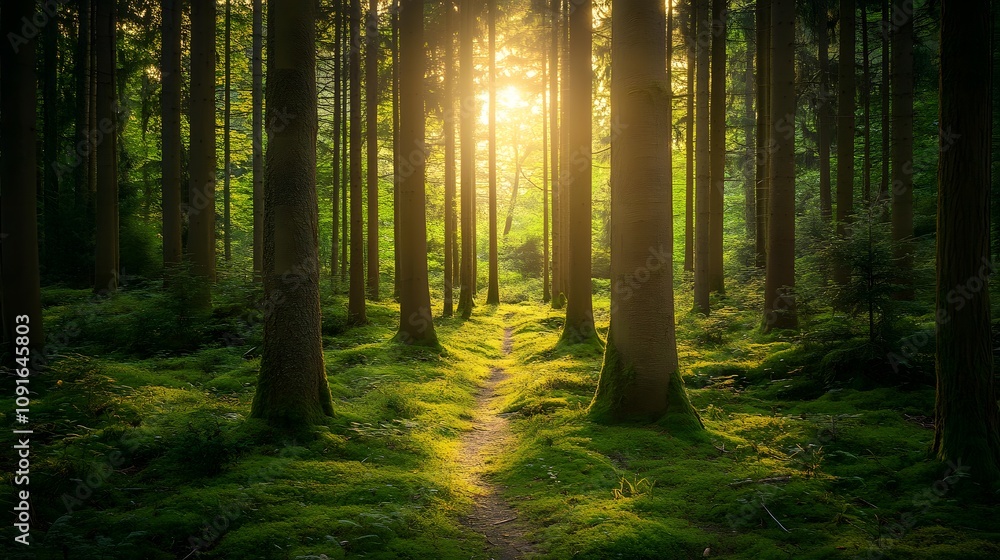 Obraz premium sunbeams in a forest