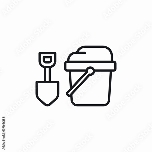 shovel bucket sand beach icon sign vector photo