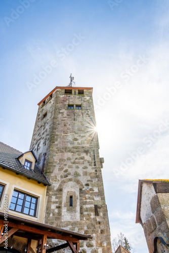 The Liberecka Vysina lookout tower stands tall against a clear sky in Liberec, Czechia, showcasing its historic architecture and inviting visitors to explore the surrounding area. photo