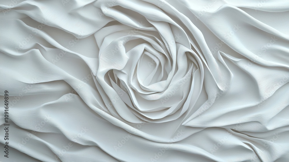 Obraz premium Elegant White Draped Fabric Texture Abstract Rose Design 3D Render