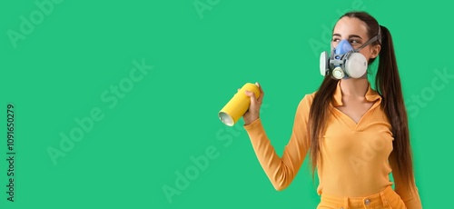 Young girl in respirator ho...