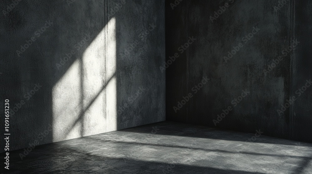 Concrete Room with Window Light and Shadow Concrete Room with Window Light and Shadow