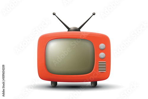 Vector 3D Realistic Retro TV Set Icon. Retro TV Symbol for Web, App, Logo, UI. Retro TV Design Template, Clipart, Illustration for Branding