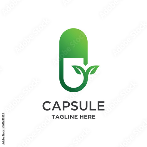 Pharmacy nature Glossy Shine icons Template with Images of bottles capsule and Leaves