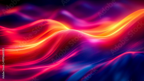 A futuristic neon abstract with glowing streaks of vivid colors on a dark background, exuding sharp details and modern energy.