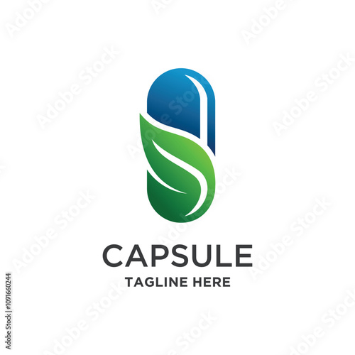 Pharmacy nature Glossy Shine icons Template with Images of bottles capsule and Leaves