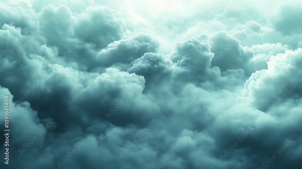 Fototapeta premium Dramatic storm clouds in the sky with teal tones