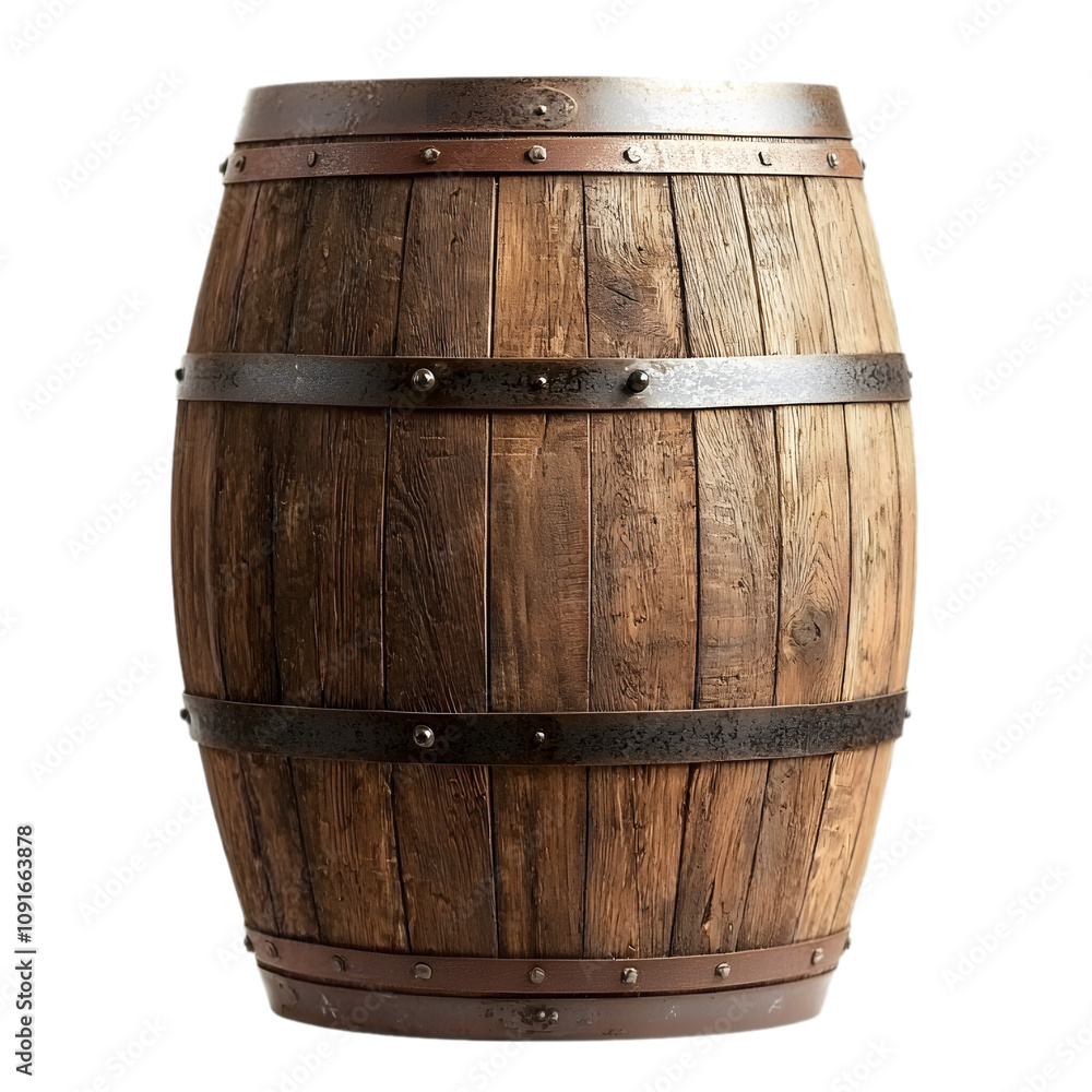 Fototapeta premium vintage oak wine barrel die-cut isolate background 