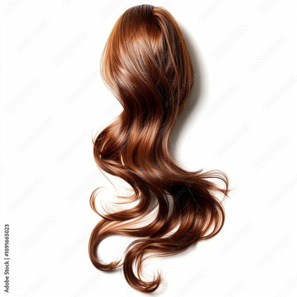 Naklejka premium Long healthy brown hair flowing isolated on white background