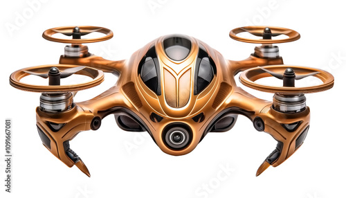 Quadcopter, also called quadrocopter, or quadrotor, isolated on white background photo