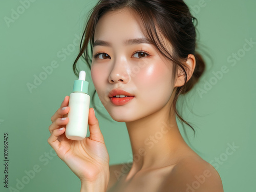 Minimalist Skincare Glow: Natural Beauty with Serum Bottle