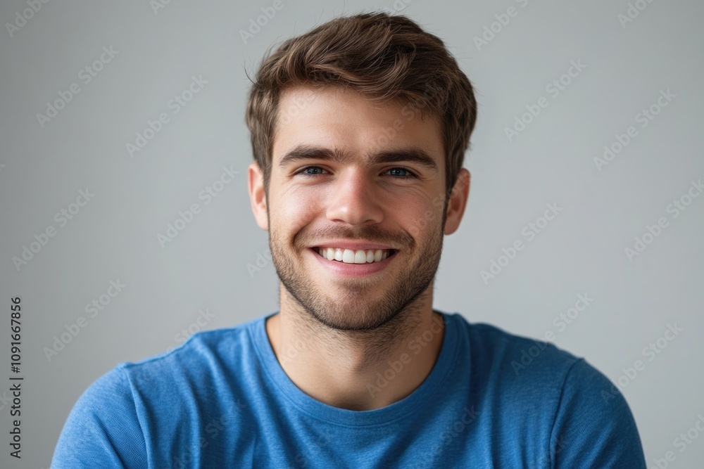 Fototapeta premium close up portrait of young smiling handsome guy