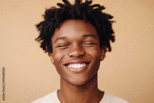 close up portrait of young smiling handsome guy