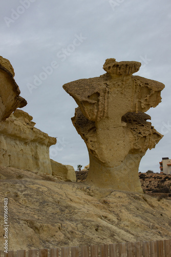 View of Gredas de Bolnuevo, Bolnuevo Natural Monument, Spain