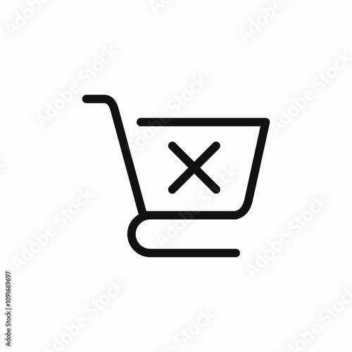 shopping cart delete icon sign vector