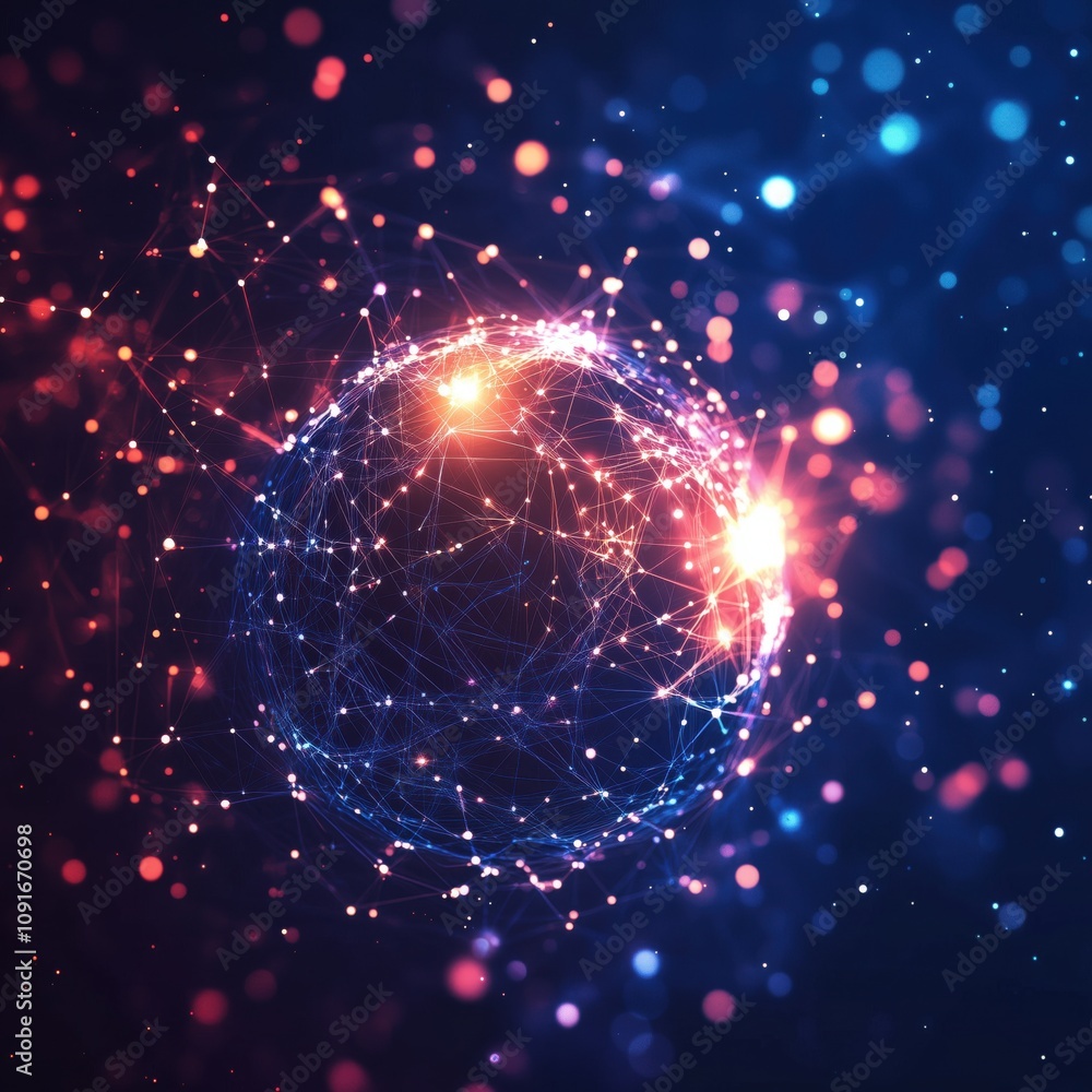 Fototapeta premium Global network representing internet connections surrounding glowing sphere