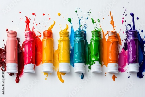 Bright splashes of paint unite in a colorful display celebrating creativity and artistic expression across a fresh canvas photo