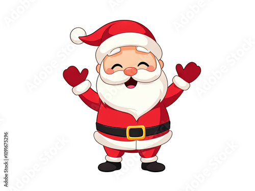 Cheerful Santa Claus: Cute Christmas Cartoon Character PNG