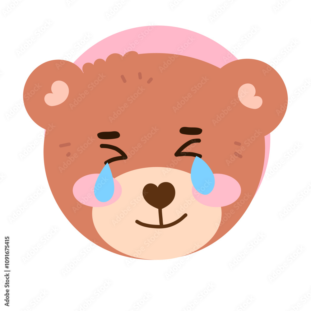 Fototapeta premium kawaii head brown bear cartoon different face expression design element