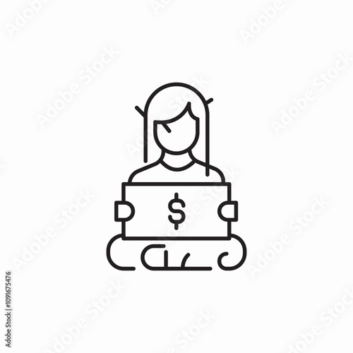 beggar homeless woman icon sign vector