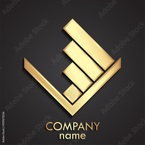 market graph 3d gold stylized logo design