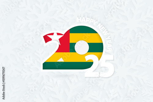 New Year 2025 for Togo on snowflake background.