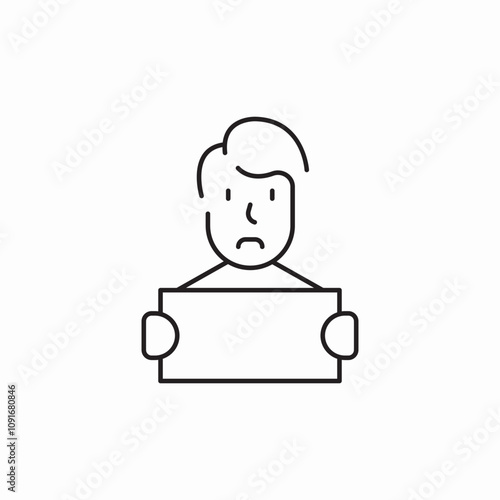 man holding banner icon sign vector