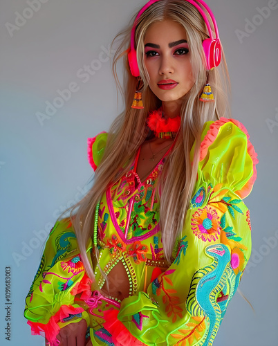 Girl in colorful fancy dress