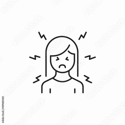 woman anxiety icon sign vector