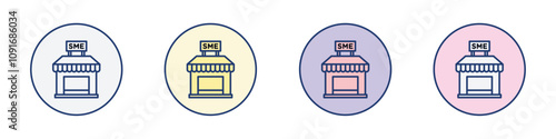 SME icon Thin line flat illustration
