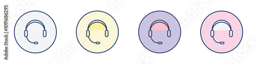 Support headset icon Thin line flat illustration