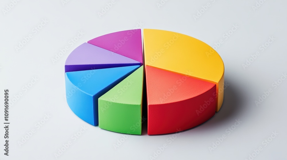 Fototapeta premium minimalist photo of a pie chart showing the distribution of sustainable investments, isolated on a white studio background 