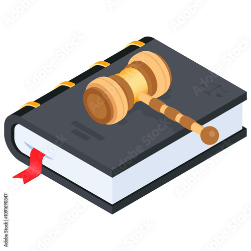 Judicial decisions and legal knowledge Isometric Icon