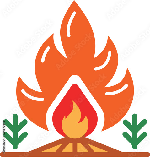 Bonfire icon Fire campfire camp bon flame nature concept