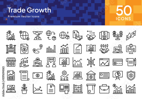 Icon Pack for Business and Trade Growth, Market Expansion, and Global Commerce
