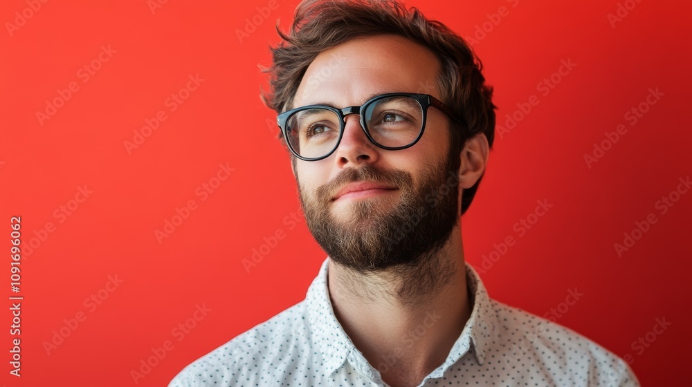 Obraz premium Casual Professional in a Bright Red Background Generative AI
