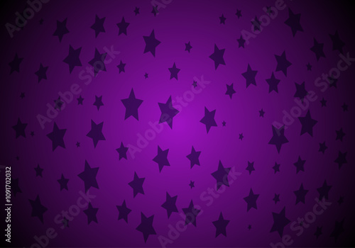 Fondo navideño de una guirnalda morada brillante con estrellaas