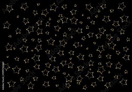 Fondo navideño de estrellas con trazo dorado. Fondo de estrellas doradas